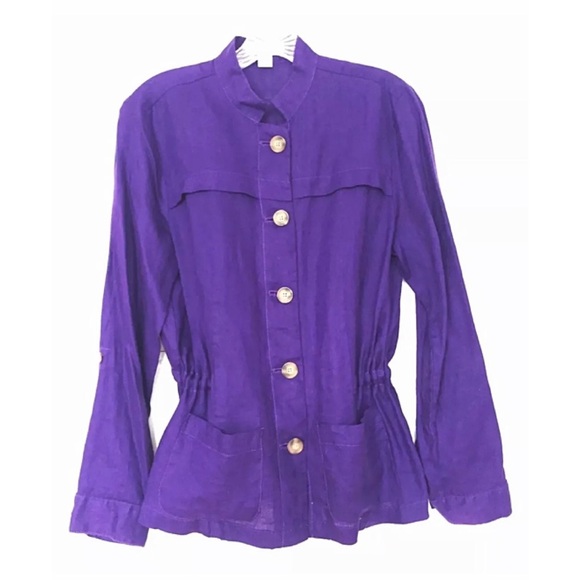 COLDWATER CREEK Sz 8 Purple Linen Shirt / Jacket - Picture 1 of 6
